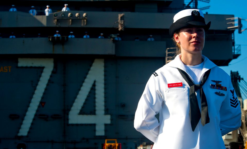 Flickr - Official U.S. Navy Imagery - Sailor mans the rail aboard ship.