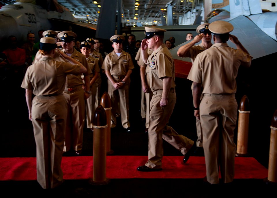 Flickr - Official U.S. Navy Imagery - New chiefs receive sideboy honors.