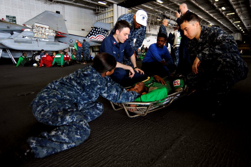 Flickr - Official U.S. Navy Imagery - Sailors aboard USS Dwight D. Eisenhower (CVN 69) participate in a mass causality drill.