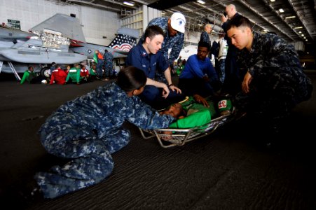 Flickr - Official U.S. Navy Imagery - Sailors aboard USS Dwight D. Eisenhower (CVN 69) participate in a mass causality drill.