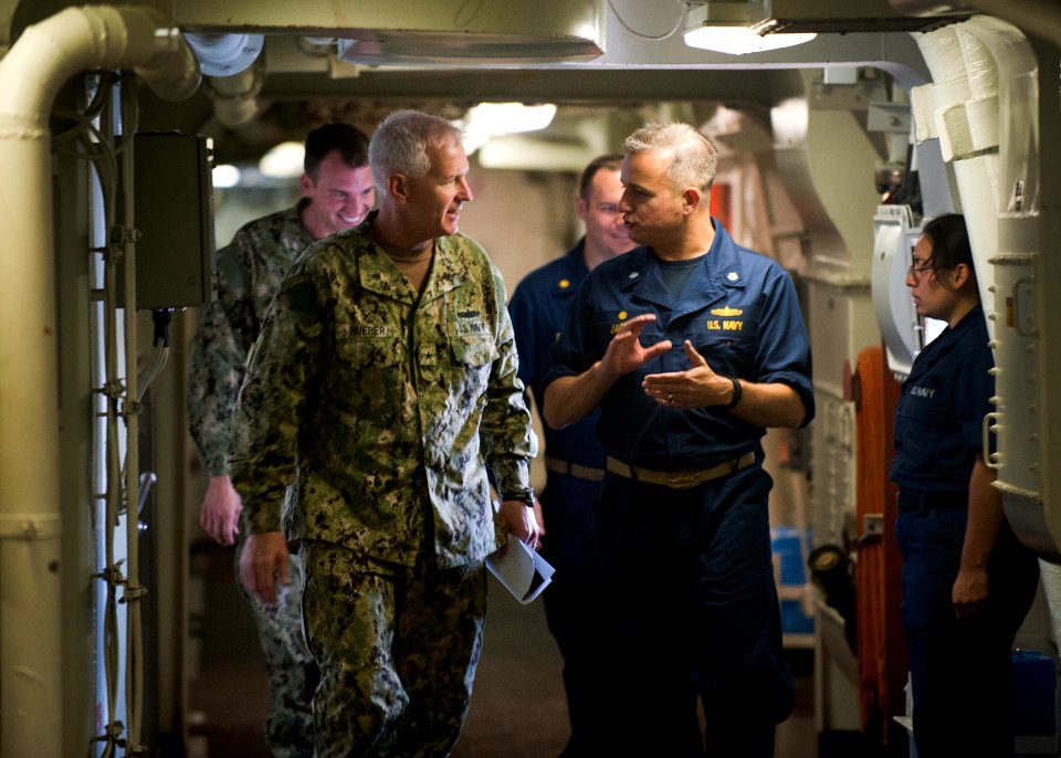 Flickr - Official U.S. Navy Imagery - Rear Adm. Gerard P. Hueber visits USS New Orleans.