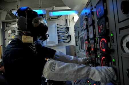 Flickr - Official U.S. Navy Imagery - Sailor in engineering during a drill.