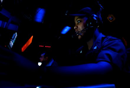 Flickr - Official U.S. Navy Imagery - Sailor monitors a radar screen for ships.