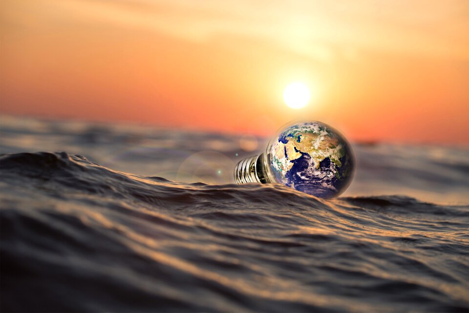 Sunset beach reflection