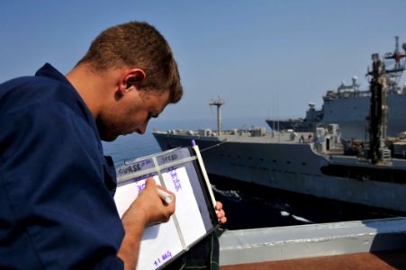 Flickr - Official U.S. Navy Imagery - Sailor plots course and speed.