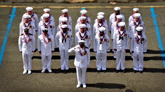 Flickr - Official U.S. Navy Imagery - Sailor stand in formation during USS Crommelin's decommissioning.