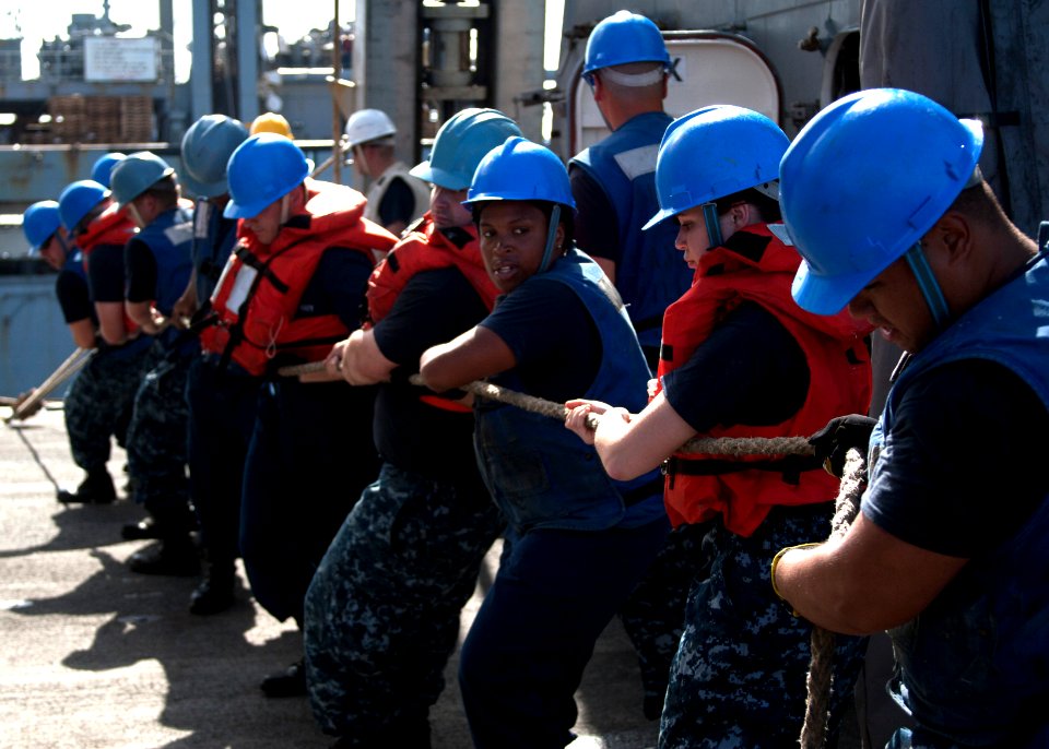 Flickr - Official U.S. Navy Imagery - Sailors heave on a line aboard USS James E. Williams.