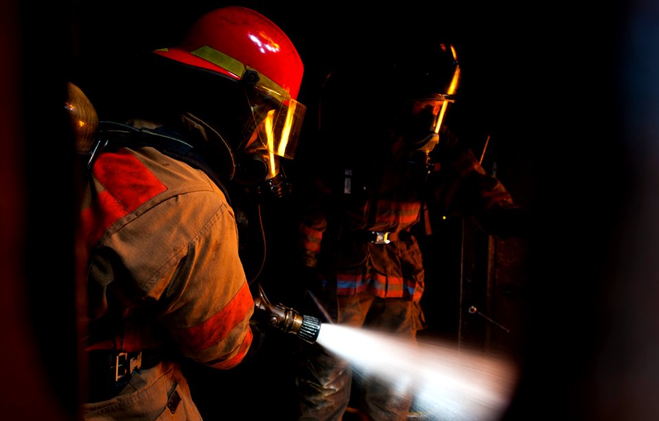 Flickr - Official U.S. Navy Imagery - Sailors combat a simulated engine room fire.