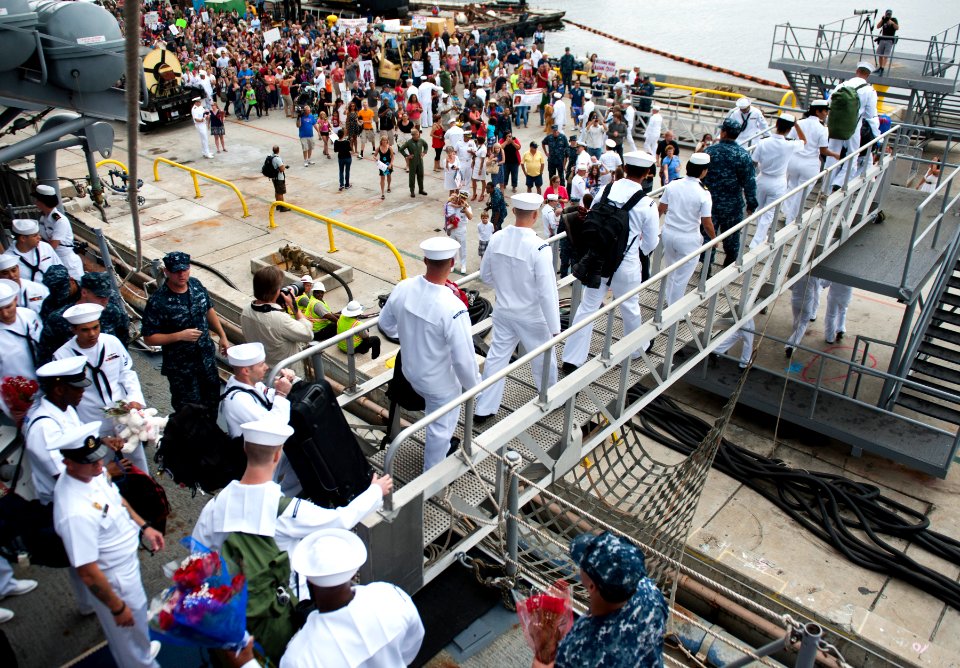 Flickr - Official U.S. Navy Imagery - Sailors depart the ship.
