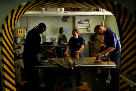 Flickr - Official U.S. Navy Imagery - Sailors construct a desk in the carpentry shop.