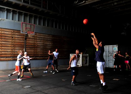 Flickr - Official U.S. Navy Imagery - Sailors play basketball.