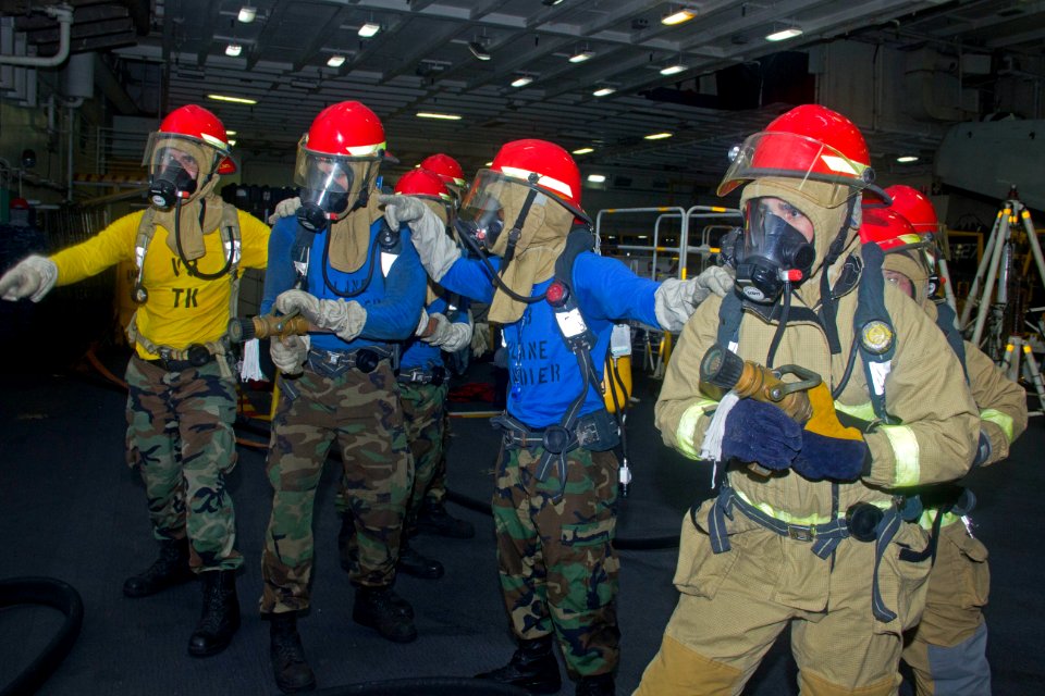 Flickr - Official U.S. Navy Imagery - Sailors practice fire fighting at sea. (3)