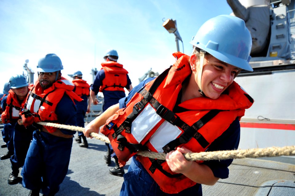 Flickr - Official U.S. Navy Imagery - Sailors heave a line during a replenishment at sea. (1)