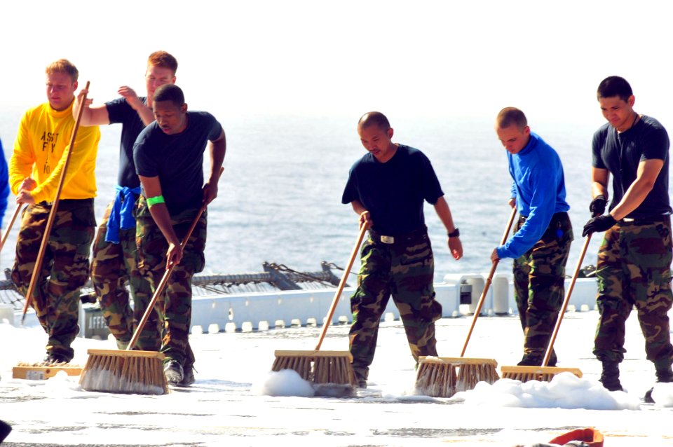 Flickr - Official U.S. Navy Imagery - Sailors scrub the deck.
