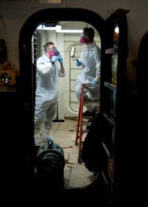 Flickr - Official U.S. Navy Imagery - Sailors maintain a space aboard ship.