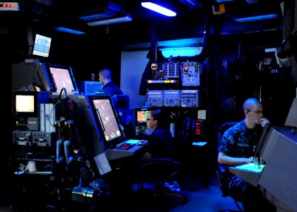 Flickr - Official U.S. Navy Imagery - Sailors monitor air traffic at sea.
