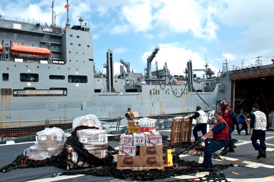 Flickr - Official U.S. Navy Imagery - Sailors move supplies during a replenishment at sea.