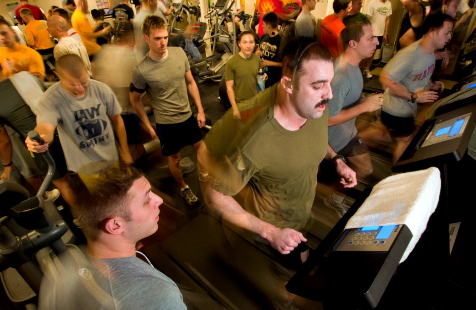 Flickr - Official U.S. Navy Imagery - Sailors take part in a stationary relay race.