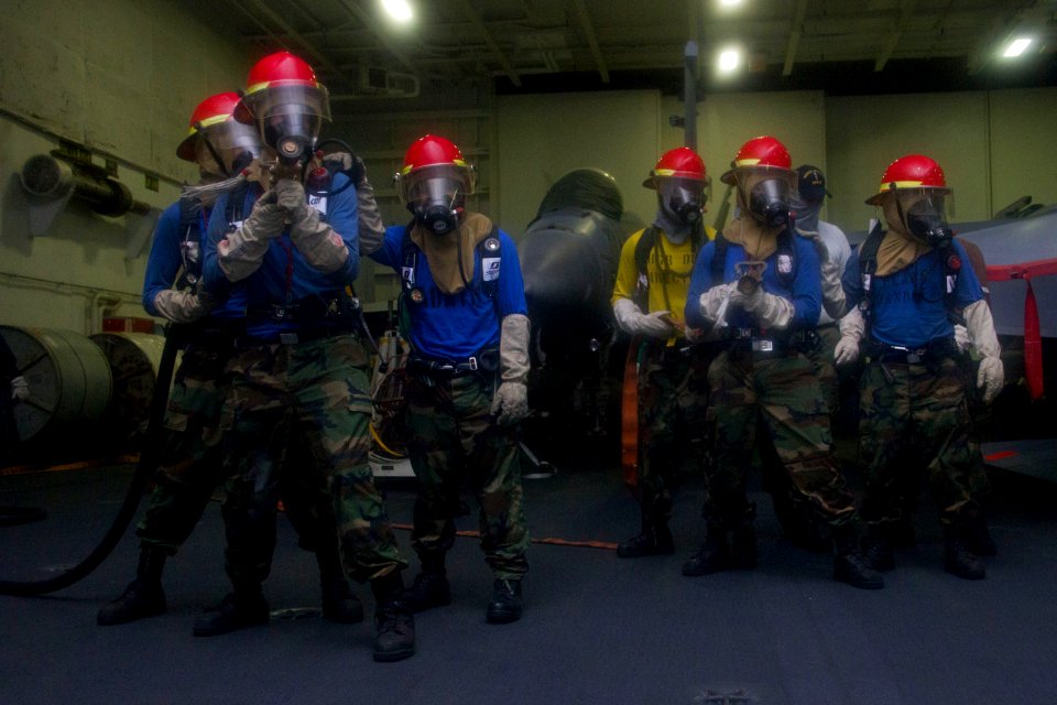 Flickr - Official U.S. Navy Imagery - Sailors train to fight fires at sea.