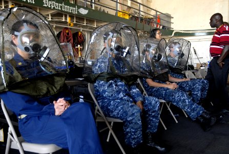 Flickr - Official U.S. Navy Imagery - Sailors wear a joint service mask leakage detection canopy.