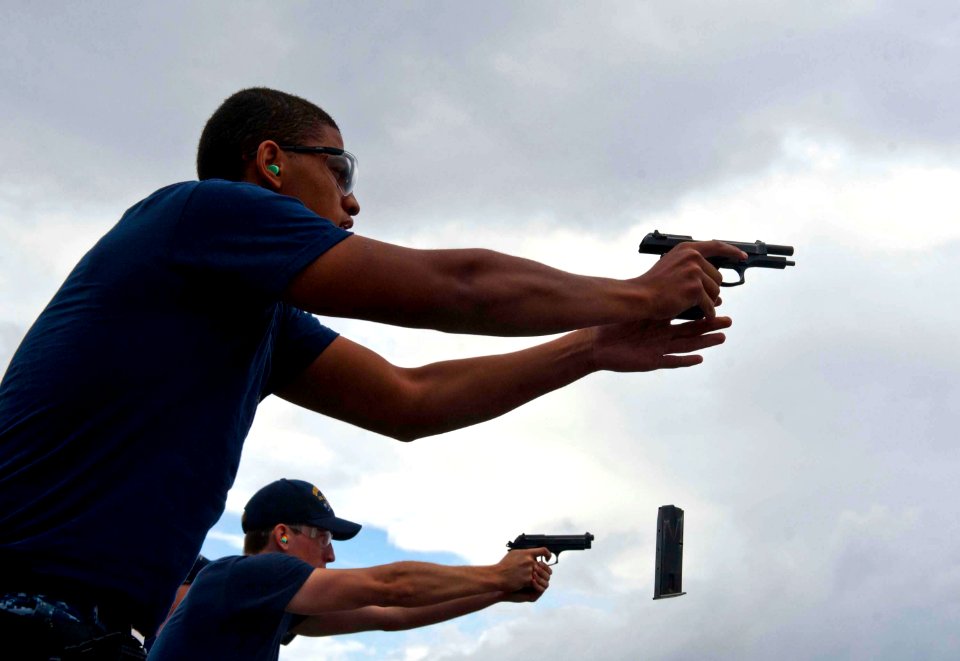 Flickr - Official U.S. Navy Imagery - Sailors shoot a M9 service pistol.