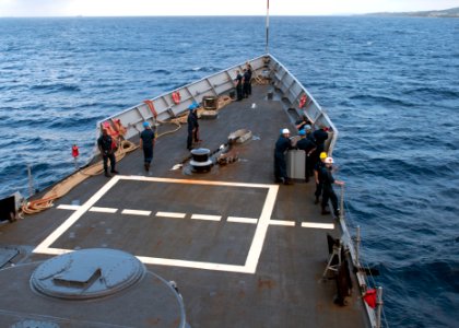 Flickr - Official U.S. Navy Imagery - Sailors stand by during a sea and anchor detail.
