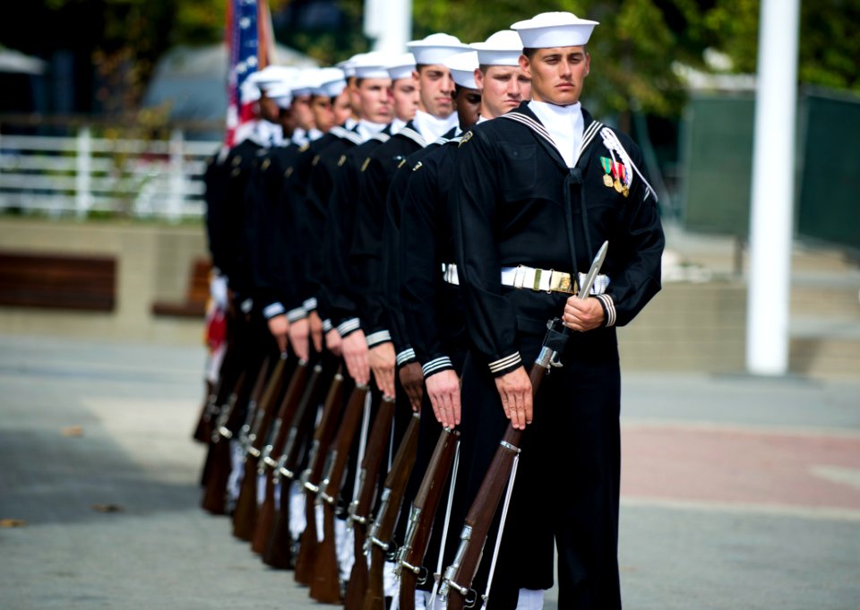 Flickr - Official U.S. Navy Imagery - Sailors stand with rifles.