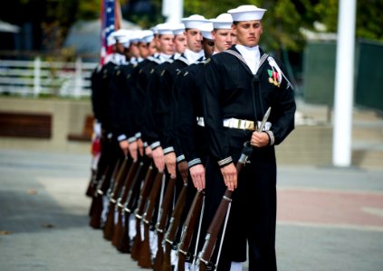 Flickr - Official U.S. Navy Imagery - Sailors stand with rifles.