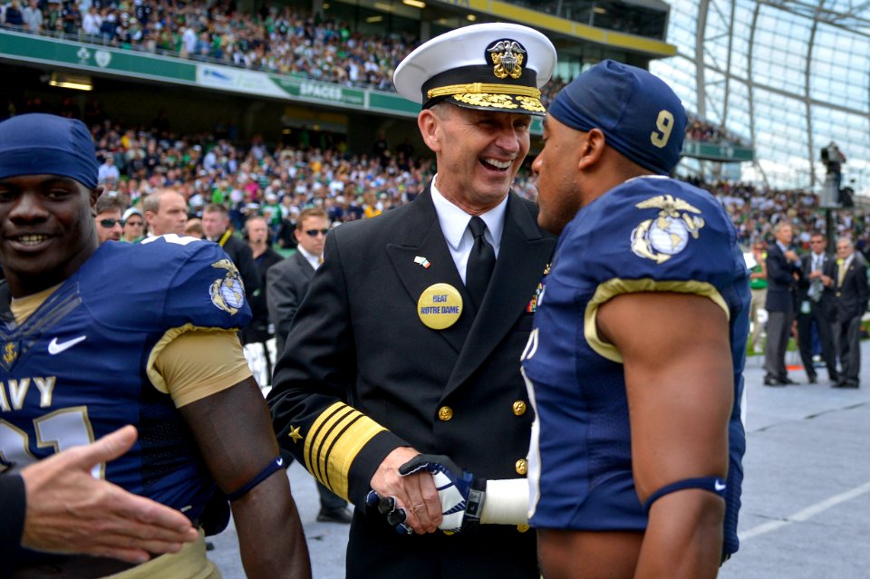 Flickr - Official U.S. Navy Imagery - The CNO shakes hands with Navy Midshipman.