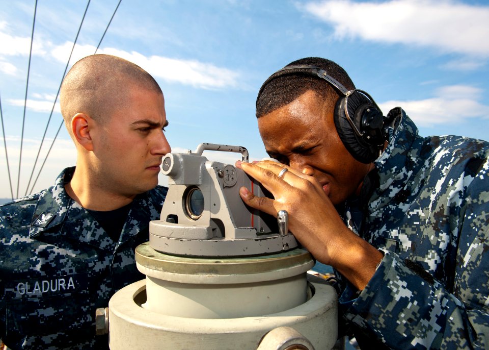Flickr - Official U.S. Navy Imagery - Sailors use a telescopic alidade.