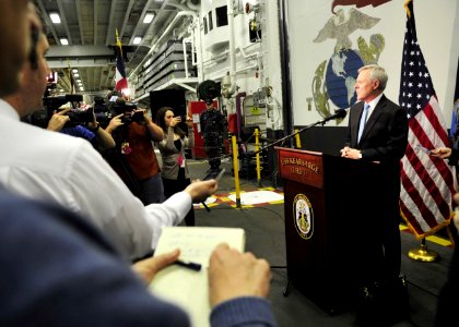 Flickr - Official U.S. Navy Imagery - SECNAV gives a statement to the media.