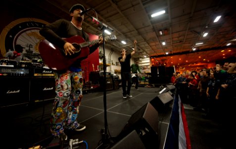 Flickr - Official U.S. Navy Imagery - The band Sugar Ray performs for the crew in hangar bay two aboard the Nimitz-class aircraft carrier USS John C. Stennis (CVN 74).