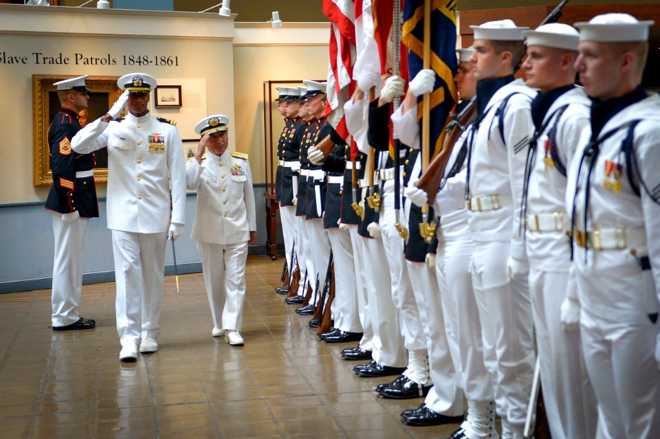 Flickr - Official U.S. Navy Imagery - The Chief of Staff of the Japan Maritime Self-Defense Force performs a pass and review inspection.