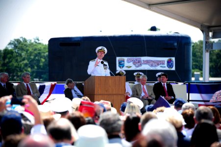 Flickr - Official U.S. Navy Imagery - The CNO delivers remarks during the commissioning ceremony for the Navy's ninth Virginia-class attack submarine USS Mississippi.