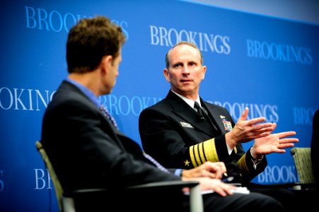 Flickr - Official U.S. Navy Imagery - The CNO speaks to moderator Michael O' Hanlon at the Brookings Institute about the Air-Sea Battle concept.