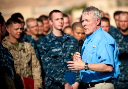Flickr - Official U.S. Navy Imagery - The SECNAV addresses Sailors and Marines during an all-hands call aboard USS New Orleans. (1)