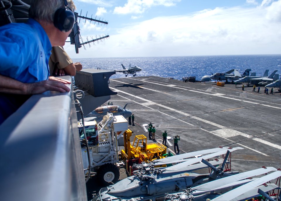 Flickr - Official U.S. Navy Imagery - The SECNAV observes flight operations.