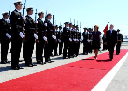 Flickr - Official U.S. Navy Imagery - The SECNAV receive honors from Montenegrin soldiers.