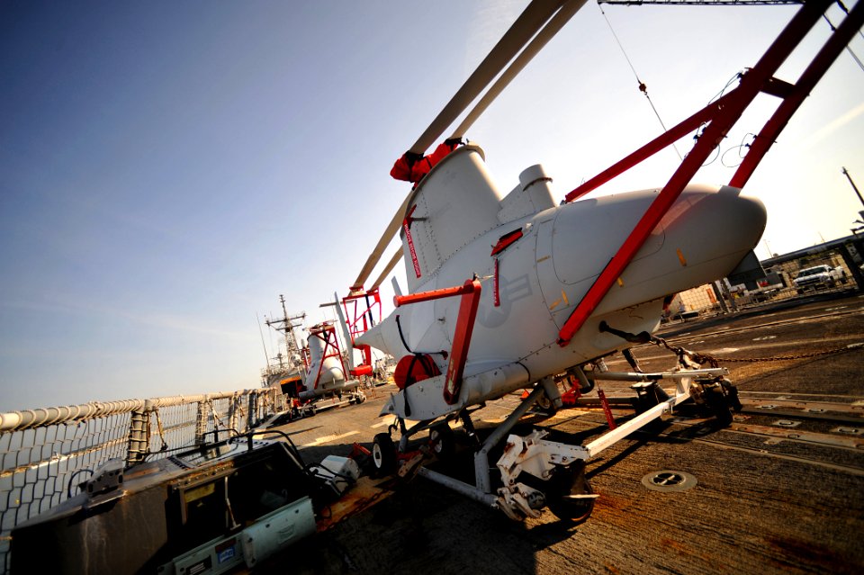Flickr - Official U.S. Navy Imagery - Two MQ-8B Fire Scout unmanned air vehicles are aboard USS Halyburton
