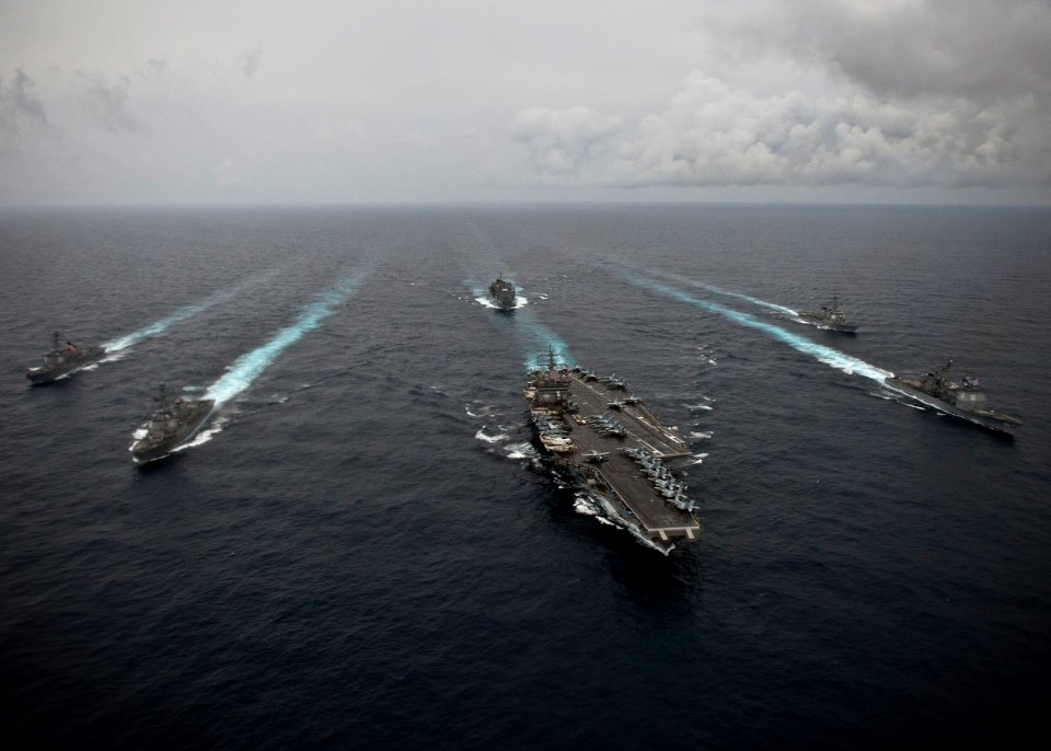 Flickr - Official U.S. Navy Imagery - U.S. Navy ships maneuver into formation while transiting the Atlantic Ocean. (1)