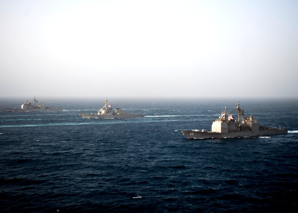 Flickr - Official U.S. Navy Imagery - U.S. Navy ships transit in formation.