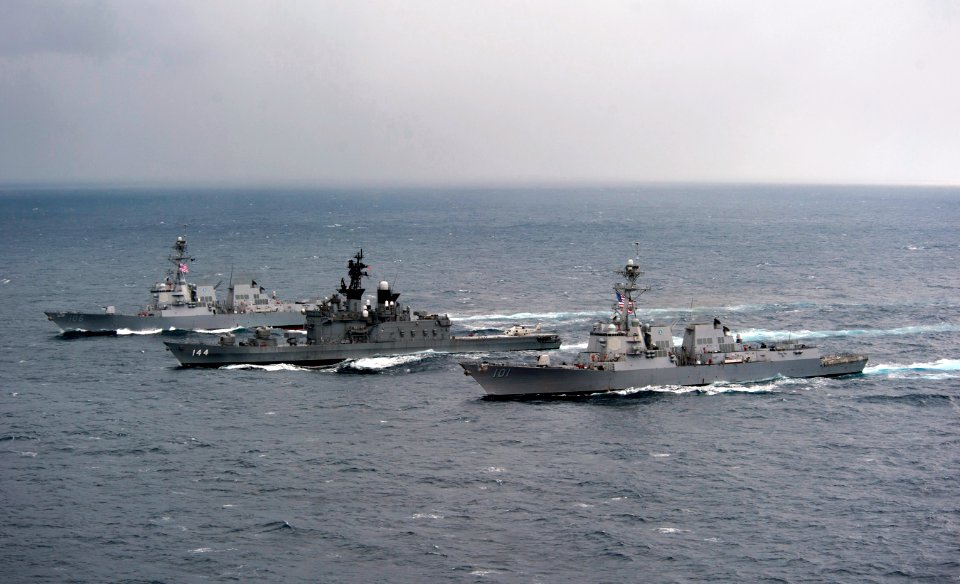 Flickr - Official U.S. Navy Imagery - US destroyers join a destroyer from Japan during a passing exercise. (2)