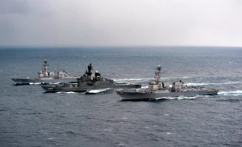Flickr - Official U.S. Navy Imagery - US destroyers join a destroyer from Japan during a passing exercise. (2)