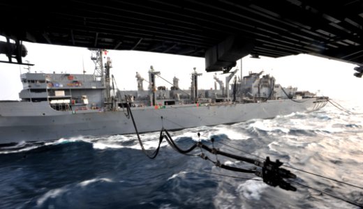 Flickr - Official U.S. Navy Imagery - USS Enterprise prepares to receieve fuel lines from USNS Arctic.