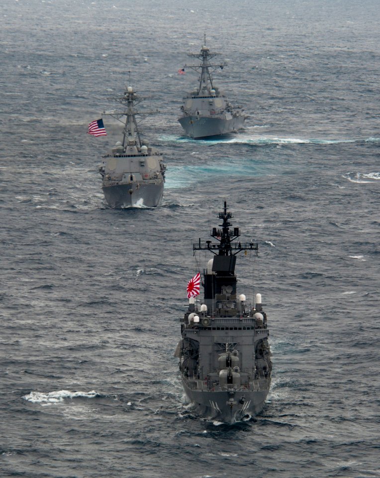 Flickr - Official U.S. Navy Imagery - US ships join a destroyer from Japan during a passing exercise.