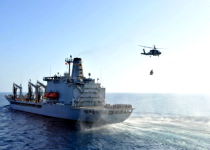 Flickr - Official U.S. Navy Imagery - USNS Henry J. Kaiser approaches USS Enterprise to conduct replenishment at sea.