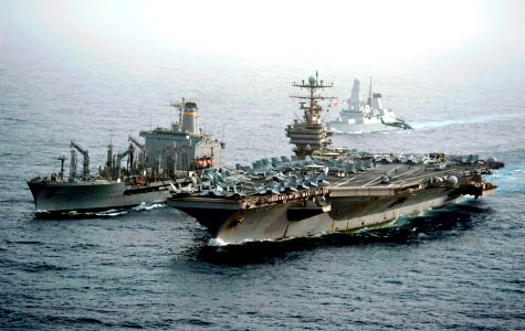 Flickr - Official U.S. Navy Imagery - USS Abraham Lincoln and USNS Guadalupe conduct a replenishment-at-sea. (1)