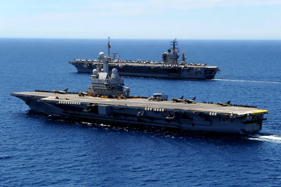 Flickr - Official U.S. Navy Imagery - USS Dwight D. Eisenhower and French aircraft carrier Charles de Gaulle are underway in the Mediterranean Sea. (1)