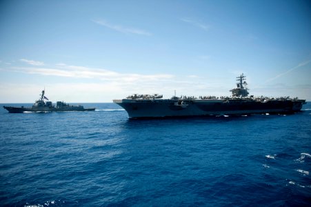 Flickr - Official U.S. Navy Imagery - USS Dwight D. Eisenhower and USS Farragut operate in the Atlantic Ocean.