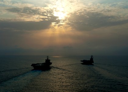 Flickr - Official U.S. Navy Imagery - USS Enterprise underway alongside USS Dwight D. Eisenhower. (1)
